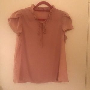 Short sleeve tie neck blouse, NWOT
